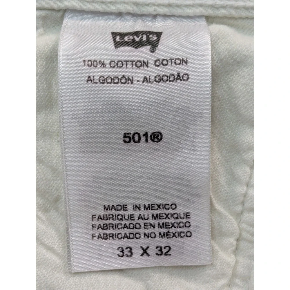 Levis 501 Original Fit White Denim Jeans Mens 33x32 Button Fly Straight Leg